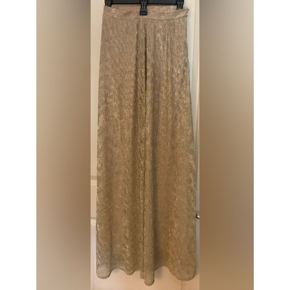 Lulu's gold high waisted maxi lined shimmer skirt Women's Sz Small
